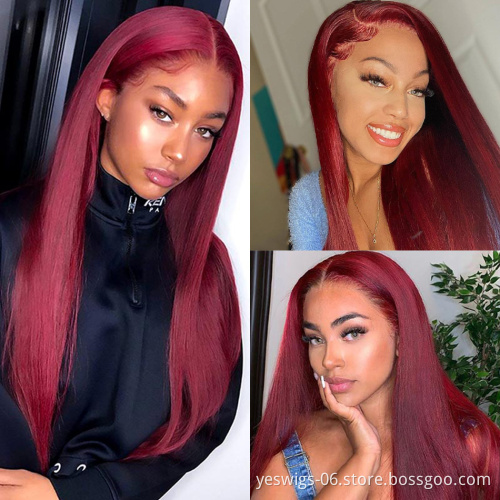 Unprocessed Raw Indian Virgin Human Hair 27 30 99J HD Full Lace Front Wigs For Black Women Cuticle Aligned Human Hair Lace Wig